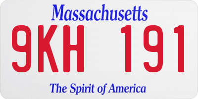 MA license plate 9KH191