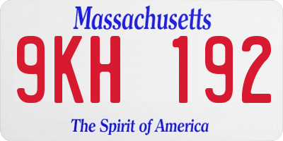 MA license plate 9KH192