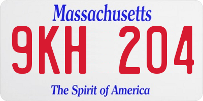 MA license plate 9KH204