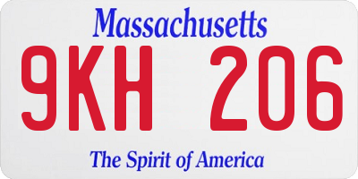 MA license plate 9KH206