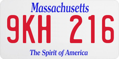 MA license plate 9KH216
