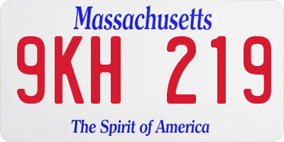 MA license plate 9KH219