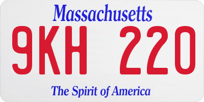 MA license plate 9KH220