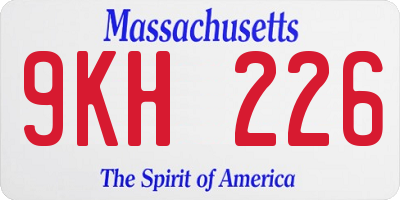 MA license plate 9KH226
