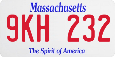 MA license plate 9KH232