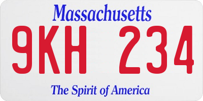 MA license plate 9KH234