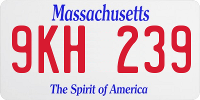 MA license plate 9KH239