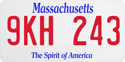 MA license plate 9KH243