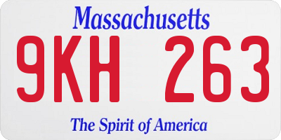 MA license plate 9KH263