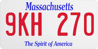MA license plate 9KH270