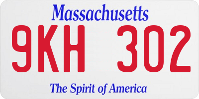 MA license plate 9KH302