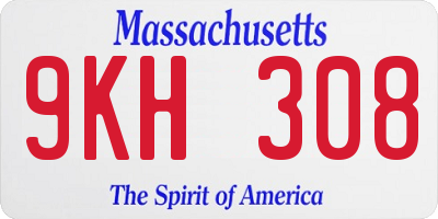 MA license plate 9KH308