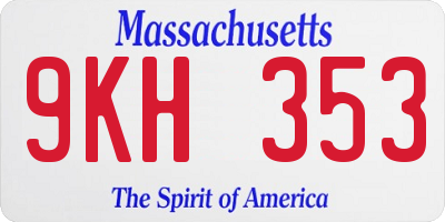 MA license plate 9KH353
