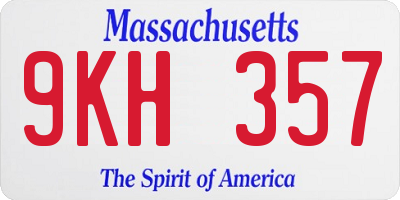 MA license plate 9KH357