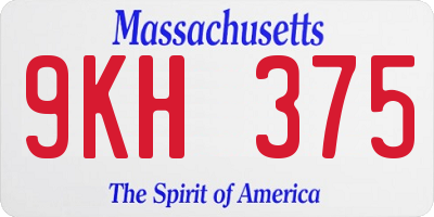 MA license plate 9KH375