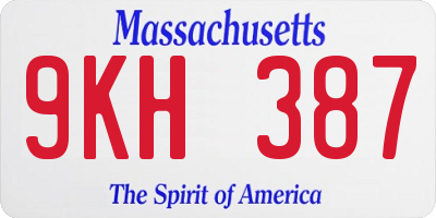 MA license plate 9KH387