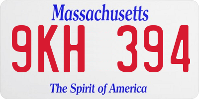 MA license plate 9KH394