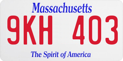 MA license plate 9KH403