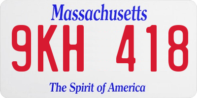 MA license plate 9KH418