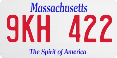 MA license plate 9KH422