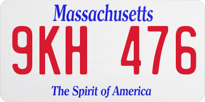 MA license plate 9KH476