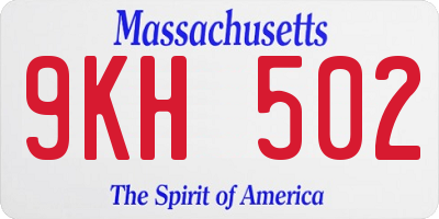 MA license plate 9KH502