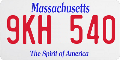 MA license plate 9KH540