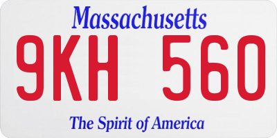 MA license plate 9KH560