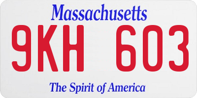MA license plate 9KH603