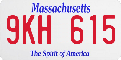 MA license plate 9KH615