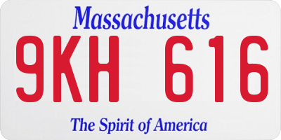 MA license plate 9KH616