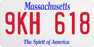MA license plate 9KH618