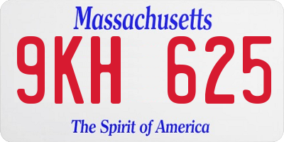 MA license plate 9KH625