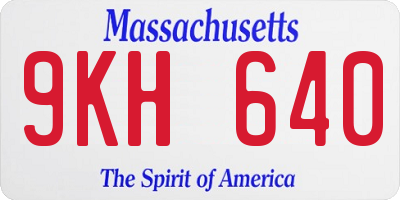 MA license plate 9KH640