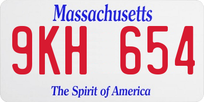 MA license plate 9KH654