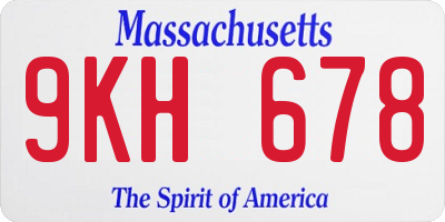 MA license plate 9KH678
