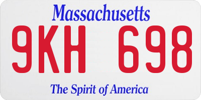 MA license plate 9KH698