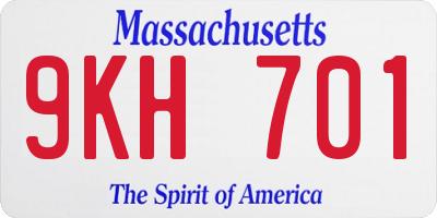 MA license plate 9KH701