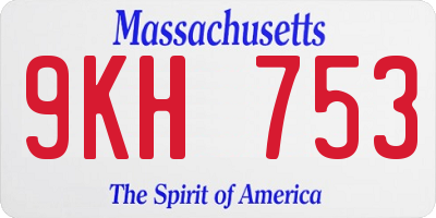 MA license plate 9KH753