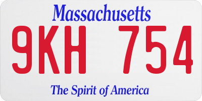 MA license plate 9KH754