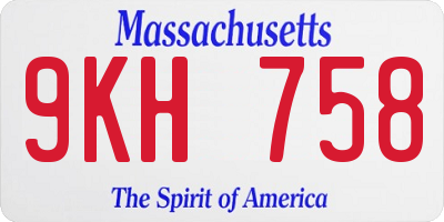 MA license plate 9KH758