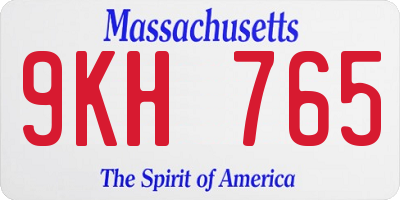 MA license plate 9KH765