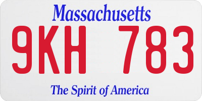 MA license plate 9KH783