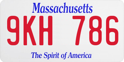 MA license plate 9KH786