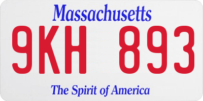 MA license plate 9KH893