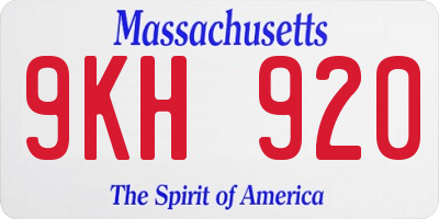 MA license plate 9KH920