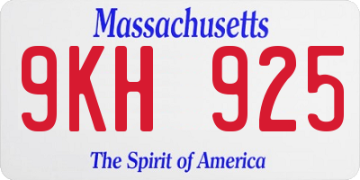 MA license plate 9KH925