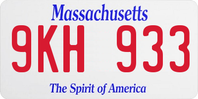 MA license plate 9KH933
