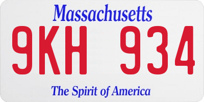MA license plate 9KH934