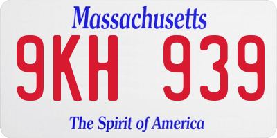 MA license plate 9KH939
